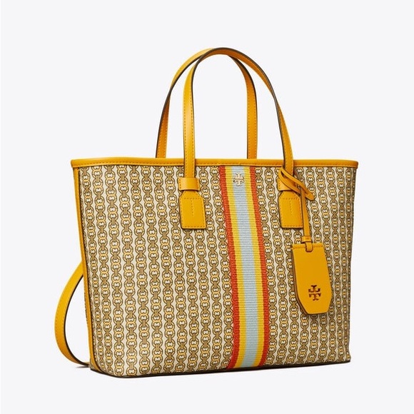 Tory Burch Gemini Link Canvas Small Tote Daylily - Picture 1 of 12